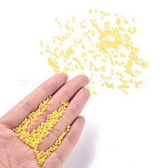 12/0 FGBグレードAラウンドガラスシードビーズ  透明なつや消しスタイル  ABカラーメッキ  きいろ  2x1.5mm  穴：0.8mm  約30000個/袋&nbsp;SEED-Q010-M535