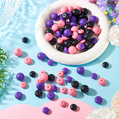 90Pcs 9 Styles Round & Rondelle Silicone Focal Beads&nbsp;SIL-TA0003-57B