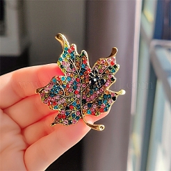 Maple Leaf Alloy Rhinestone Brooches&nbsp;PW-WG48F57-01