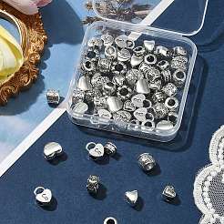 60個10スタイルチベットスタイル合金ヨーロピアンビーズ  大穴ビーズ  ハート  アンティークシルバー  7.5~13.5x8~12x4.5~8.5mm  穴：4~5.5mm  6個/スタイル&nbsp;MPDL-FS0001-02A