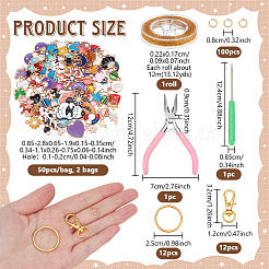 Diyキーホルダー作成キット  スチール製ニードルノーズプライヤーを含む  鉄ビーズ目打ち  合金製回転式ナスカンカニカン  真鍮被覆鉄アズキチェーン  304ステンレススチール丸カン  合金エナメルチャーム  ゴールドカラー  8.5~28x6.5~19x1.5~3.5mm  穴：1~2mm&nbsp;DIY-NB0015-04A