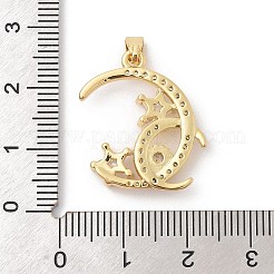 真鍮製マイクロパヴェキュービックジルコニアペンダント  三日月チャーム  ライトコーラル  22.5x20x2.5mm  穴：2.5x5mm&nbsp;ZIRC-I069-02G-02