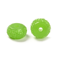 オペーク樹脂ビーズ  テクスチャーロンデル  芝生の緑  12x7mm  穴：2.5mm&nbsp;RESI-B020-07N