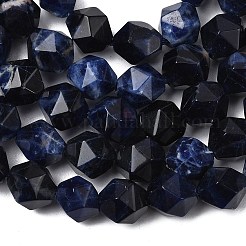 天然ソーダライトビーズ連売り  スターカットラウンドビーズ  多面カット  7~8x7~8x7~8mm  穴：1mm  約46~47個/連  14.72''~15''（37.4~38.1センチメートル）&nbsp;G-Z119-A35-02