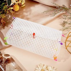 DIY編み物長方形ショルダーバッグセット  プラスチックメッシュボードを含む  綿糸  鹿のチャーム  プラスチックピン  鉄のチェーンとパーツ  ミックスカラー  36x39.5x0.15cm&nbsp;DIY-WH0182-69