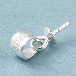 Rhodium Plated 925 Sterling Silver Cup Pearl Bail Pin Pendants&nbsp;STER-P008-03