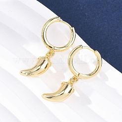 チリ真鍮フープピアス  ラックめっき  長持ちメッキ  鉛フリー＆カドミウムフリー  18KGP本金メッキ  28x10mm&nbsp;EJEW-Q015-17G