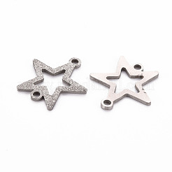 変色しない201ステンレス鋼リンクコネクター  テクスチャ  レーザー切断  スター  ステンレス鋼色  17x17x1mm  穴：1.6mm&nbsp;STAS-Q240-017P