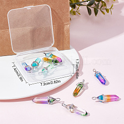 10Pcs 5 Colors Faceted Bullet Glass Pointed Pendants&nbsp;KK-SC0003-08