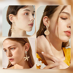6 Pairs 3 Style Shell & Starfish Steel Asymmetrical Earrings with ABS Imitation Pearl Beaded&nbsp;EJEW-PH0001-15