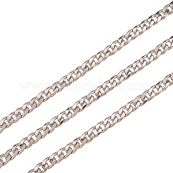 304ステンレススチールキューバチェーン  分厚いカーブチェーン  溶接されていない  スプールで  ステンレス鋼色  7.5x2mm  約16.4フィート（5m）/ロール&nbsp;CHS-CJ0001-27B