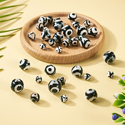 36Pcs 4 Styles Tibetan Style dZi 3-Eye Beads&nbsp;G-TA0002-68
