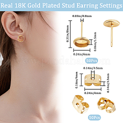 50Pcs Flat Round 304 Stainless Steel Stud Earring Settings&nbsp;STAS-BBC0003-27A