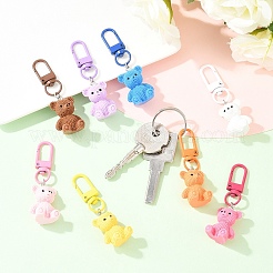 8Pcs 8 Colors Opaque Resin Bear Pendant Decorations&nbsp;HJEW-YW00285