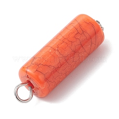 不透明アクリル製イミテーションターコイズペンダント  鉄ループ付き  コラム  ミックスカラー  32x10mm  穴：3.5mm&nbsp;PALLOY-JF04474
