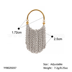 女性用304ステンレススチールチェーンタッセル指輪  ゴールデン·ステンレス鋼色  内径：17.2mm&nbsp;JT9065