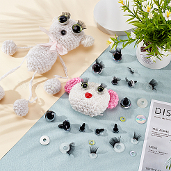 16セット4スタイルのプラスチック人形の目とまつげ  ドールアイメイクアクセサリー  人形用DIYクラフト作り  ミックスカラー  22~31x13~21mm  4セット/スタイル&nbsp;DOLL-PH0001-33