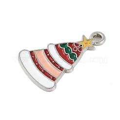 クリスマステーマ合金エナメルペンダント  プラチナ  クリスマスツリー  24x15.5x1.5mm  穴：1.8mm&nbsp;ENAM-Z020-02H