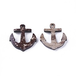 ココナッツペンダント  アンカー  コーヒー  35x31x5mm  穴：3mm&nbsp;COCO-I002-005