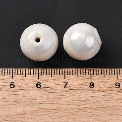 手作り樹脂粘土ビーズ  ラウンド  ホワイト  14.5mm  穴：1.8mm&nbsp;PORC-K005-02C-04