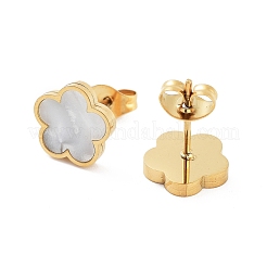 Flower Shell Stud Earrings&nbsp;EJEW-K281-01G-05