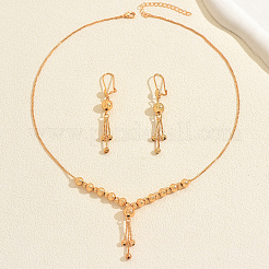 Vintage Brass Round Beaded Tassel Necklace & Earrings for Women&nbsp;EI2858