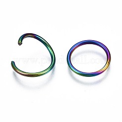 イオンプレーティング（IP）304ステンレス鋼オープン丸カン  ラウンド  虹色  18ゲージ  12x1mm  内径：10mm&nbsp;STAS-S119-003