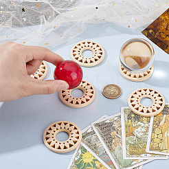 木製の水晶球の陳列台  クリスタルボールベースホルダー  花  ナバホホワイト  50x5.5mm  内径：17.5mm&nbsp;WOOD-UN0001-18B