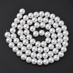 ガラスパールビーズ連売り  パールカラーの  ラウンド  ホワイト  10mm  穴：1mm  約80個/連  30.71インチ（78cm）。&nbsp;HY-10D-B01-1