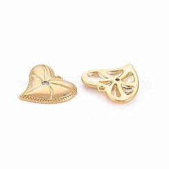 Brass Micro Pave Clear Cubic Zirconia Charms&nbsp;KK-S364-095