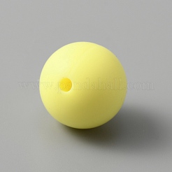食品グレードの環境に優しいシリコーンビーズ  ラウンド  きいろ  14.5mm  穴：2mm&nbsp;SIL-TAC0002-03B