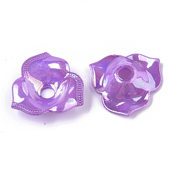 プラスチックビーズキャップのように不透明  メッキABカラー  パールカラーの  3花びら  花  ミックスカラー  31x30x9mm  穴：5.5mm  約450個/500g&nbsp;MACR-T039-008