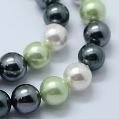 シェルパールビーズ連売り  ラウンド  ミックスカラー  8mm  穴：1mm  約50個/連  15.7インチ&nbsp;BSHE-K053-04-8mm-02