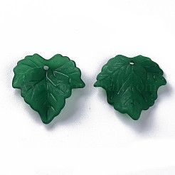 秋のテーマ透明なつや消しアクリルパーツ  カエデの葉  濃い緑  24x22.5x3mm  穴：1mm&nbsp;X-PAF002Y-29
