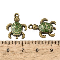 合金エナメルチャーム  亀のチャーム  アンティークブロンズ  グリーン  20.5x15.5x3.5mm  穴：1.6mm&nbsp;PALLOY-F319-03AB