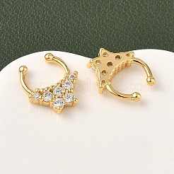 Brass Pave Clear Cubic Zirconia Circular/Horseshoe Barbell Nose Rings&nbsp;EJEW-D337-18B-G