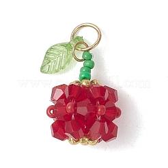 ガラスチャーム  フルーツチャーム  アクリルと304ステンレス鋼のジャンプリング付き  ゴールド  多面カット  ミックスカラー  18x13x13mm  穴：4mm&nbsp;PALLOY-MZ01248