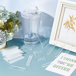 アクリルブランクワイングラスチャーム  DIYカップ個性的ネームプレートサイン  四角形＆オーバル  透明  72.5x15x3mm  24個/セット&nbsp;DIY-WH0578-03