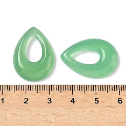 天然石瑪瑙ペンダント  染め＆加熱  ティアドロップチャーム  グリーン  25x18x4mm  穴：12x7mm&nbsp;G-L646-06