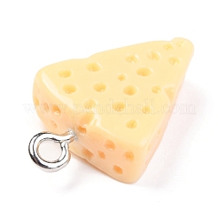 樹脂チャーム  プラチナアイアンペグベイル付き  模造食品  チーズ  ナバホホワイト  20x13.5x5mm  穴：2mm&nbsp;RESI-O009-05