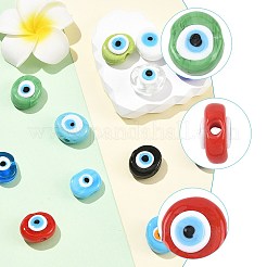 12Pcs 12 Colors Handmade Evil Eye Lampwork Beads&nbsp;LAMP-FS0001-76