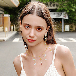 150個 15色 手作り透明ランプワークビーズ  スモモの花  ツートン  ミックスカラー  12mm  10個/カラー&nbsp;GLAA-PH0004-03