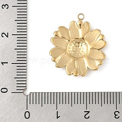 304ステンレスペンダント  花のチャーム  PVD真空メッキ  18KGP本金メッキ  22x19x3.5mm  穴：1.5mm&nbsp;STAS-P380-45G