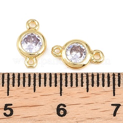 Brass Pave Cubic Zirconia Connector Charms&nbsp;KK-TAC0015-01G-03
