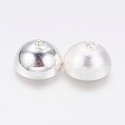 ループ付き真鍮製マグネットクラスプ  長持ちメッキ  925銀メッキ  ラウンド  マットシルバー  25x20mm  穴：3mm&nbsp;KK-L155-01SMS