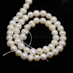 天然養殖淡水パールビーズ連売り  ポテト  乳白色  6.5~7mm  穴：0.8mm  約49~54個/連  13.19''（33.5センチメートル）&nbsp;PEAR-N013-06I