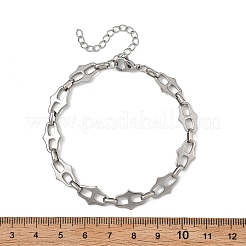 女性用ステンレススチール楕円リンクチェーンブレスレット  ステンレス鋼色  7.28インチ（18.5cm）&nbsp;BJEW-JB13861