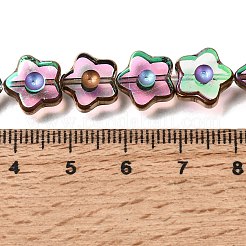 電気メッキ透明ガラスビーズ連売り  スター  カラフル  10.5x11x4mm  穴：0.6mm  約39個/連  15.75''（40センチメートル）&nbsp;GL-CBA98F0-09E