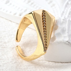 Brass Micro Pave Cubic Zirconia Cuff Open Rings&nbsp;RJEW-D313-12G