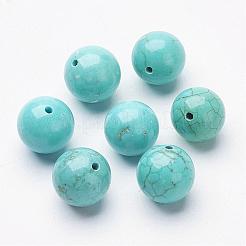 天然マグネサイトビーズ  染め＆加熱  片穴  ラウンド  ターコイズ  10~10.5mm  穴：1mm&nbsp;G-P212-10mm